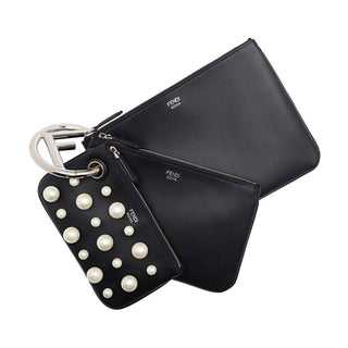 Fendi - Women's Leather Pearl Studded Triplette Multi Clutch Handbag