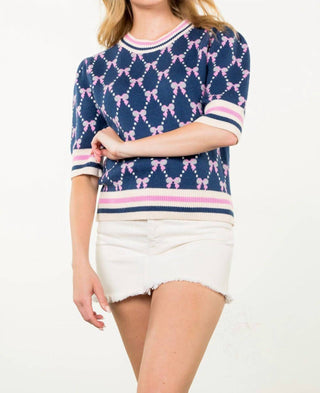 Thml - Bow Print Short Sleeve Sweater