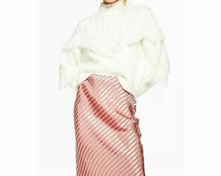 Topshop - Bias Stripe Satin Slip Midi Slip Skirt