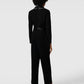 Adrianna Papell - Long Sleeve Embellished Collar Knit Crepe Jumpsuit