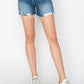Trendsi - Risen High Rise Raw Hem Distressed Denim Shorts