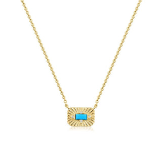 Eklexic - Small Starburst Pendant With Turquoise Stone Necklace