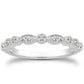 14k White Gold Vintage Look Fancy Pave Diamond Milgrain Wedding Ring Band