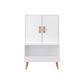 Toy Storage Cabinet With Doors And Open Shelf, Toddler Bookshelf For Playroom - White