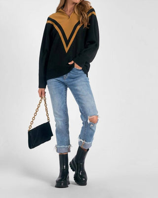 Elan - Chevron Quarter Zip Sweater