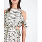 Topshop - Animal Print Silk Ruffle Open Back Cutout Midi Dress