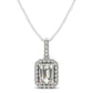 Halo Pendant With Emerald Center Diamond in 14k White Gold (1 1/5 cttw)