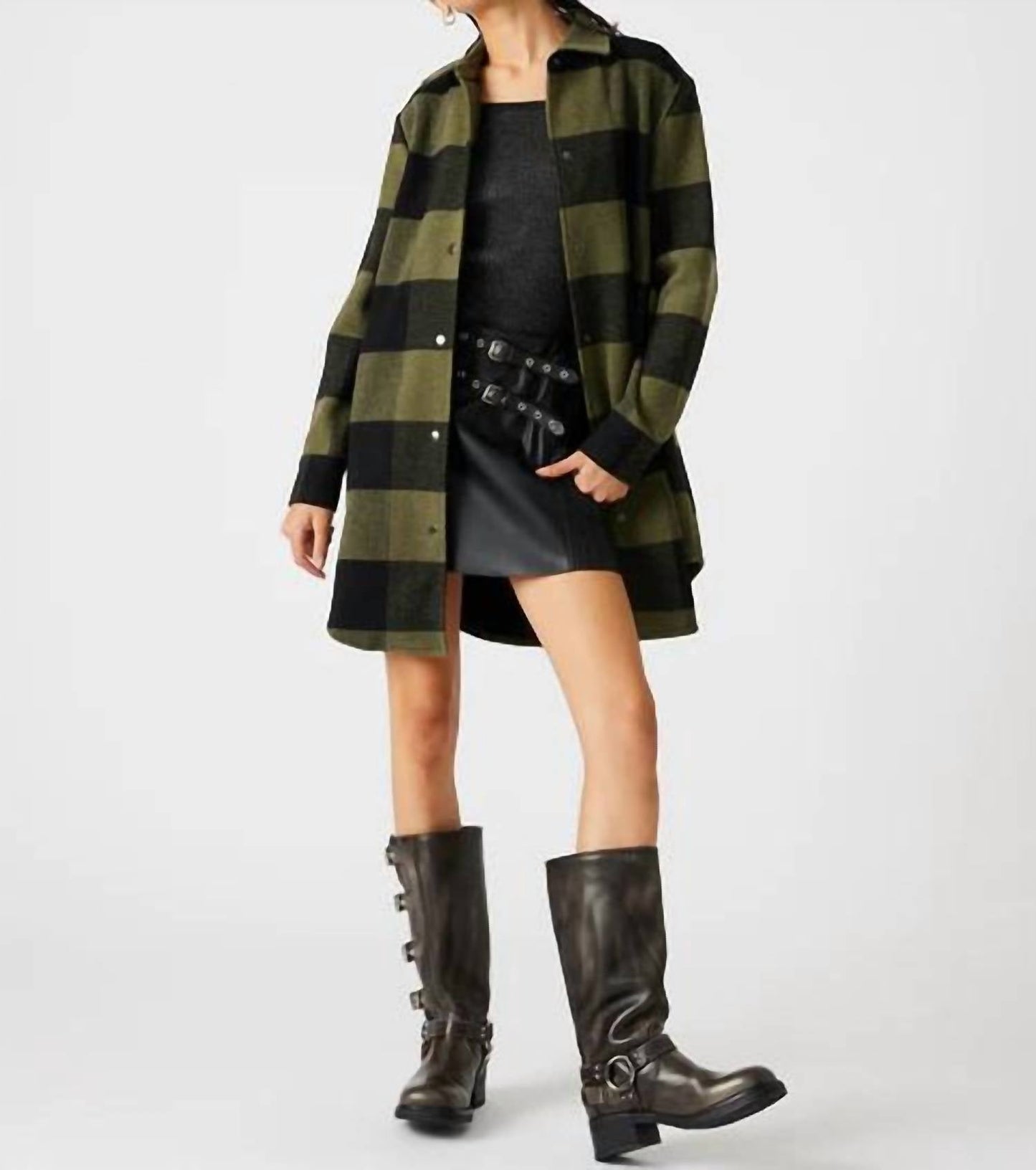 Steve Madden - ELDRIDGE PLAID COAT SAGE