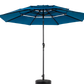 Aluminium 10ft 3 Tier Auto-tilt Outdoor Patio Umbrella - Dark Blue