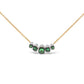 18K Rose Gold 3/4 Cttw Pave Diamonds and Graduated Green Tsavorite Gemstone Curved Bar Choker Necklace (G-H Color, SI1-SI2 Clarity) - Adjustable up to 14" - 16.5"