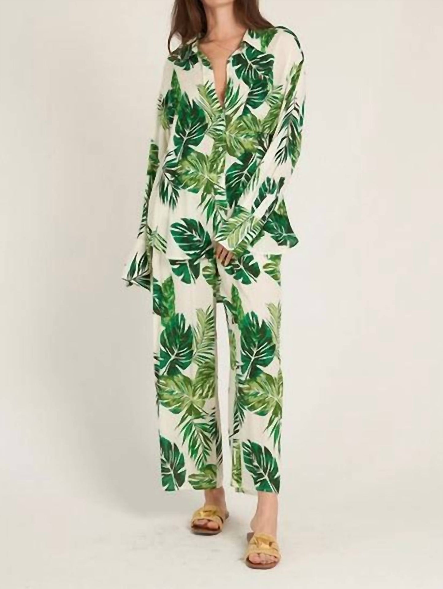 En Creme - Leaf Print Top