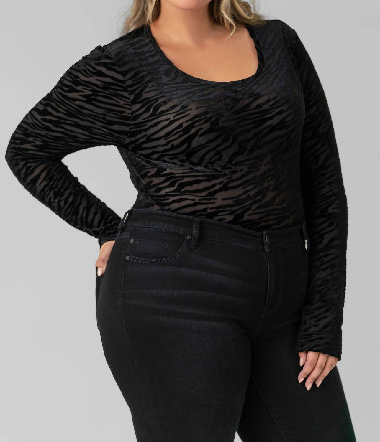 Good American - Zebra Burnout Bodysuit