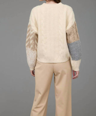 Blu Pepper - V Neck Patchwork Cardigan