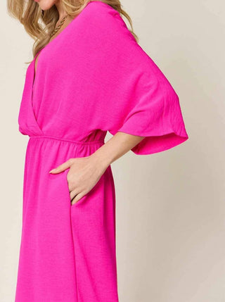 Double Take - Chic Surplice Wide Leg Jumpsuit