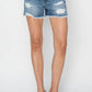 Risen - Stepped Waist Frayed Denim Shorts