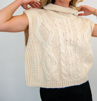 Cloud Ten - Sleeveless Cable Knit Sweater