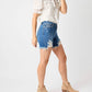 Judy Blue - Mid Rise Destroy Fray Hem Denim Shorts - Plus