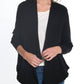 Multiples - 3/4 Sleeve Ruffle Hem Shawl Collar Sweater Cardigan