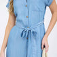 Blu Pepper - Belted Button Down Midi Shirt Dress