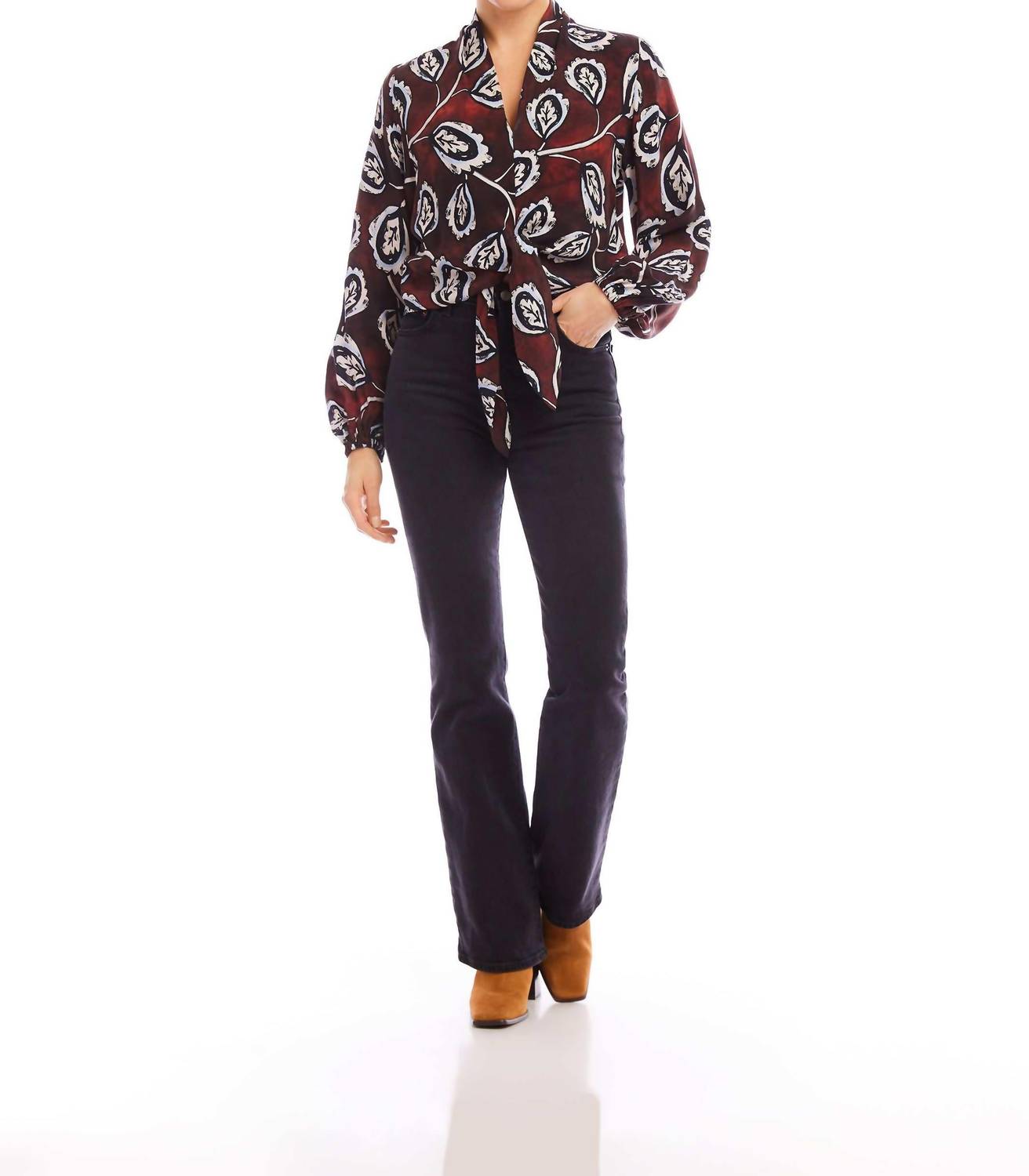 Fifteen Twenty - Scarlet Tie-front V-neck Top