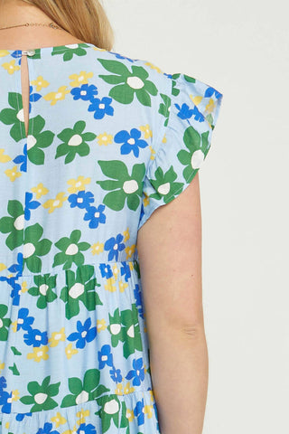 Entro - Floral Tiered Babydoll Dress - Plus