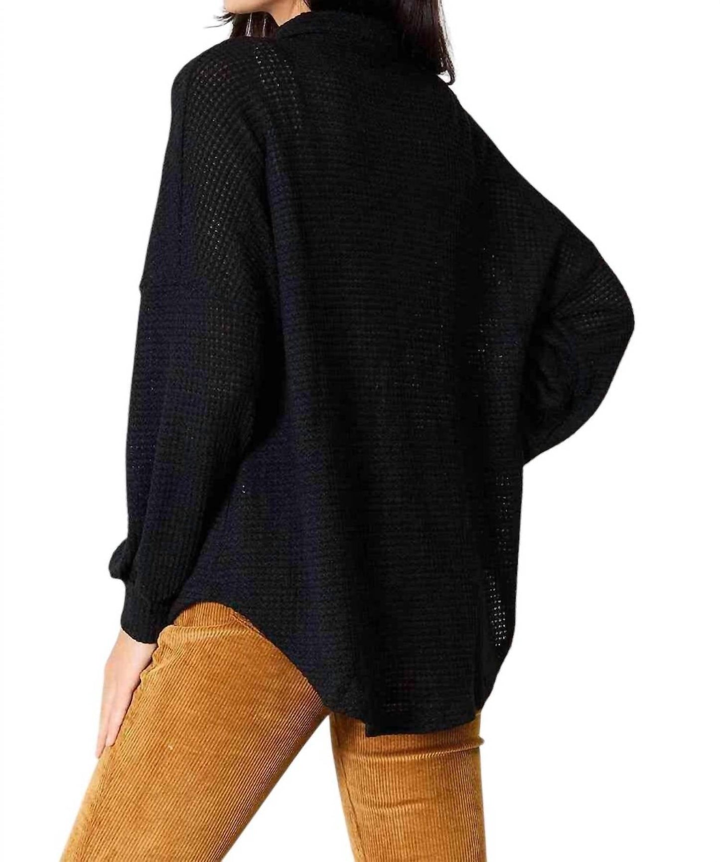 Double Take - Elegant Waffle-Knit Collared Shirt
