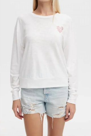 Chrldr - Foil Hearts Long Sleeve Boatneck Top
