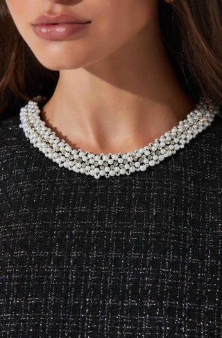 Astr - Althea Tweed Pearl Collar Mini Dress