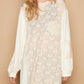 Pol - Round Neck Long Sleeve Crochet Patches Top