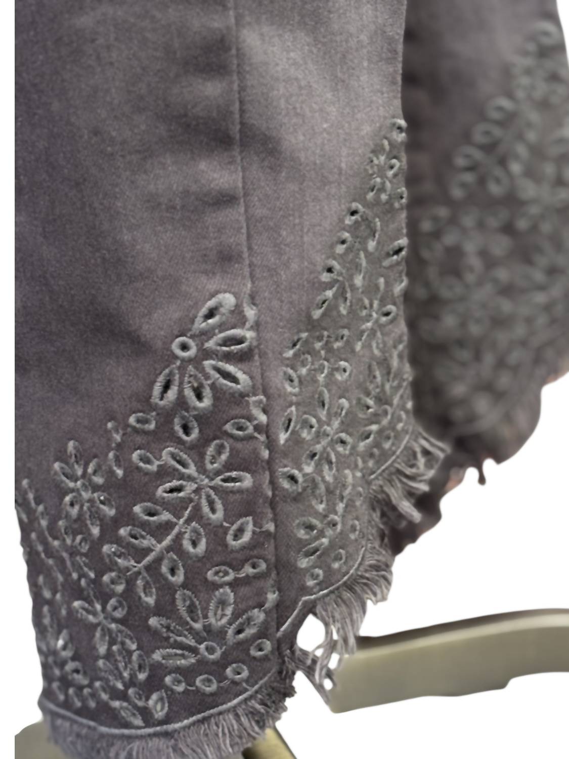 Slimsation By Multiples - Embroidered Scallop Hem Jean