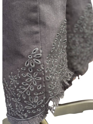 Slimsation By Multiples - Embroidered Scallop Hem Jean