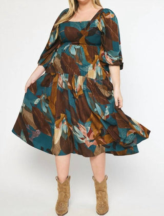 Entro - Falling Leaves Midi Dress