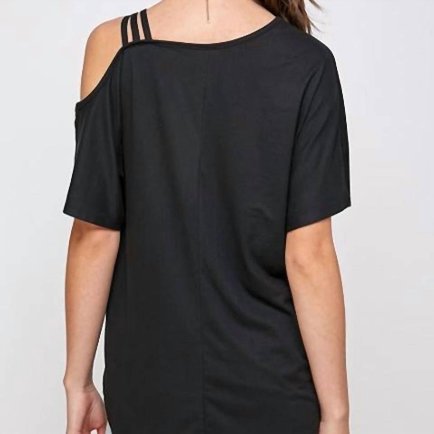 Wholesale Fashion Square - Plus Size Cold Shoulder Strappy Tee