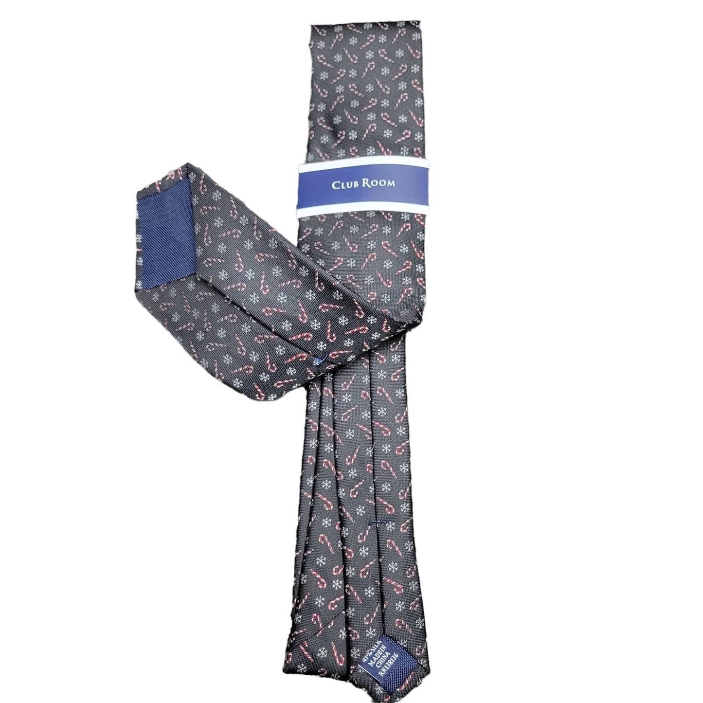 Club Room - Men's Snow Candy Cane Holidays Tie