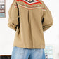 Blue Velvet - Women's Aztec Embroidered Button Down Twill Jacket