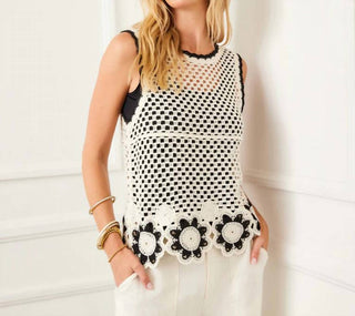 Karen Kane - Crochet flower detail sweater tank