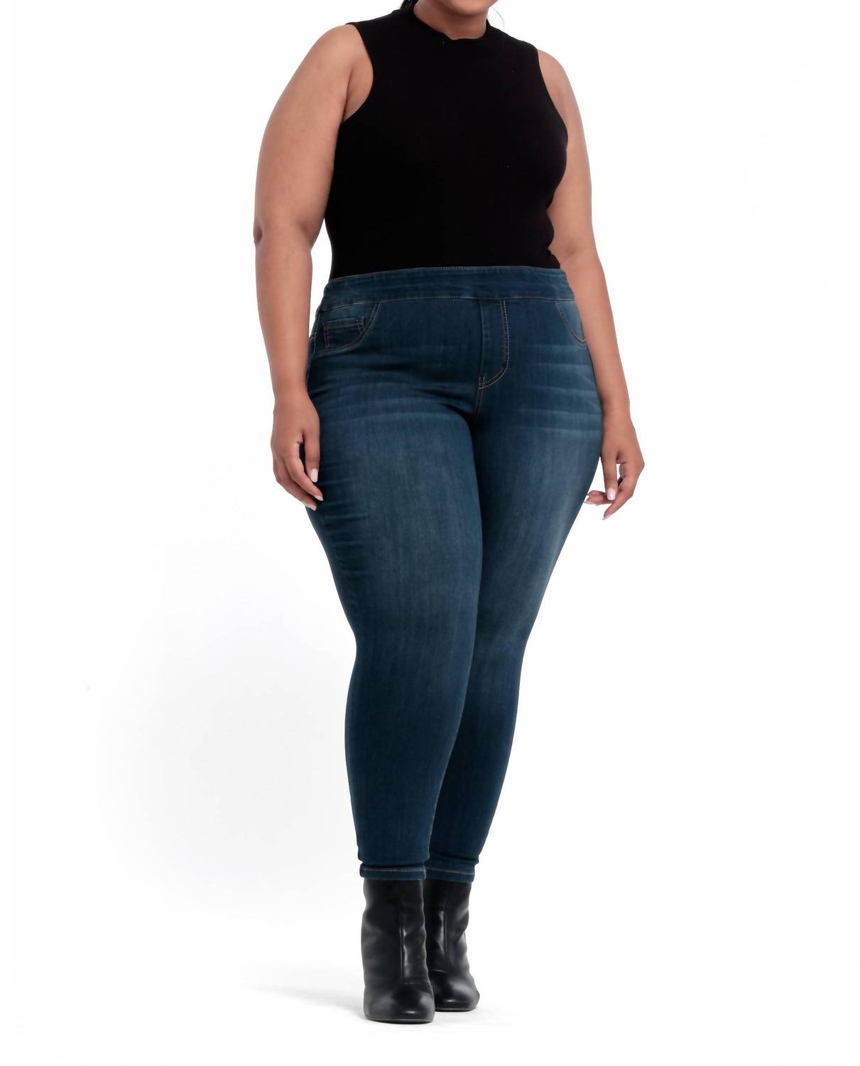 1822 Denim - High-rise Pull-on Skinny Ankle Jeans - Plus