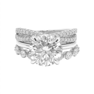 Allyanna Gifts - Women's Round Brilliant Cut Moissanite Ring - 3 Piece Set