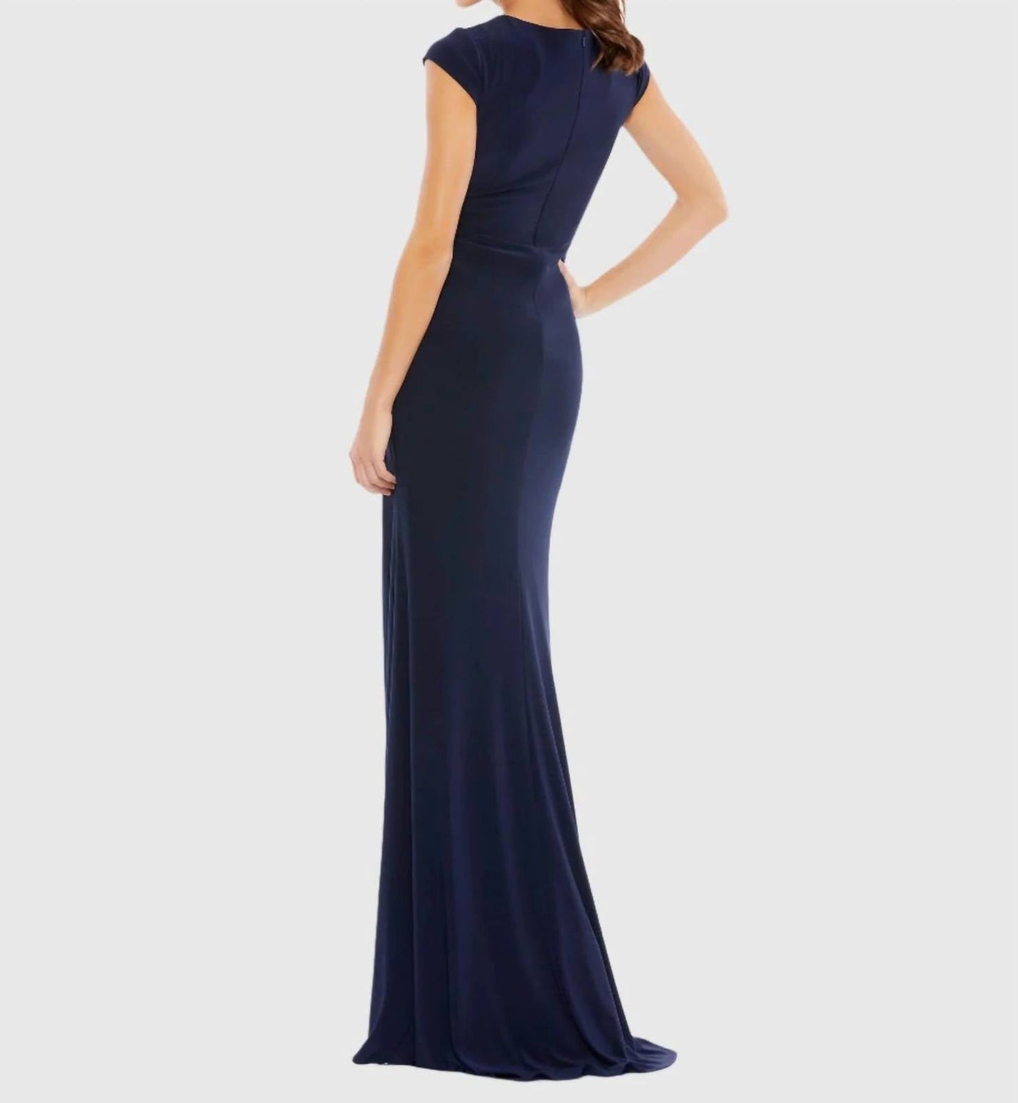 Ieena For Mac Duggal - Elegant Evening Jersey V Neck Gown