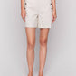 Charlie B - Linen Blend Stretch Shorts With Button Detail