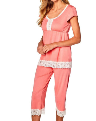 Twelve Eighty Eight - Sophie Trends Short Sleeve Top Cropped Pant PJ Set