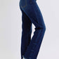 Judy Blue - Mid Rise Straight Leg Jeans With Fray Hem