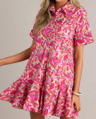 Entro - Floral Button Down Short Dress