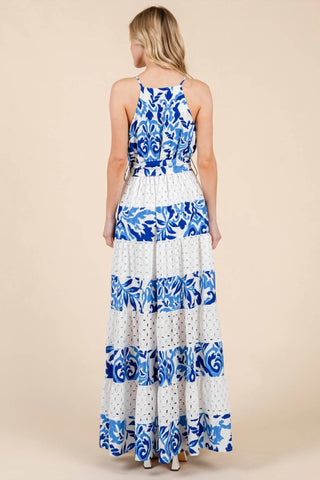Geegee X Lovelo - Floral Eyelet Lace Tiered Maxi Sundress