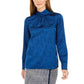 Calvin Klein Women s Printed Mock-Neck Top-Dark Blue Size Medium