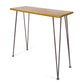 Outdoor Bar Table with Wood Tabletop and Iron Hairpin Legs - Black / Teak