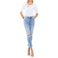 Vervet By Flying Monkey - Gabby Mid Rise Distressed Crop Straight Jeans