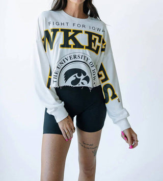 Gameday Social - U of Iowa Split Sleeve Cropped Crew