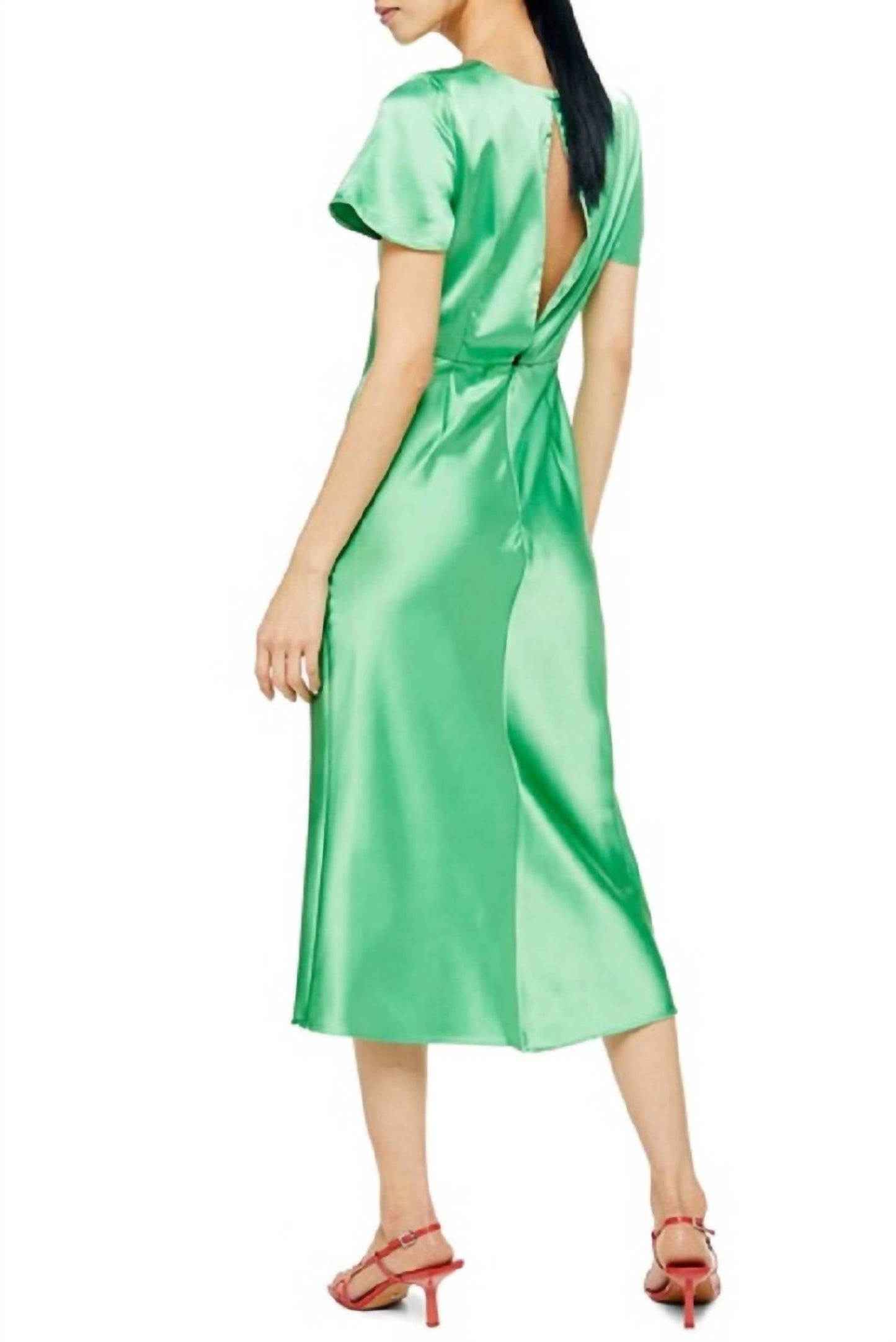 Topshop - Angel Sleeve Bias Cut Satin Midi Dress