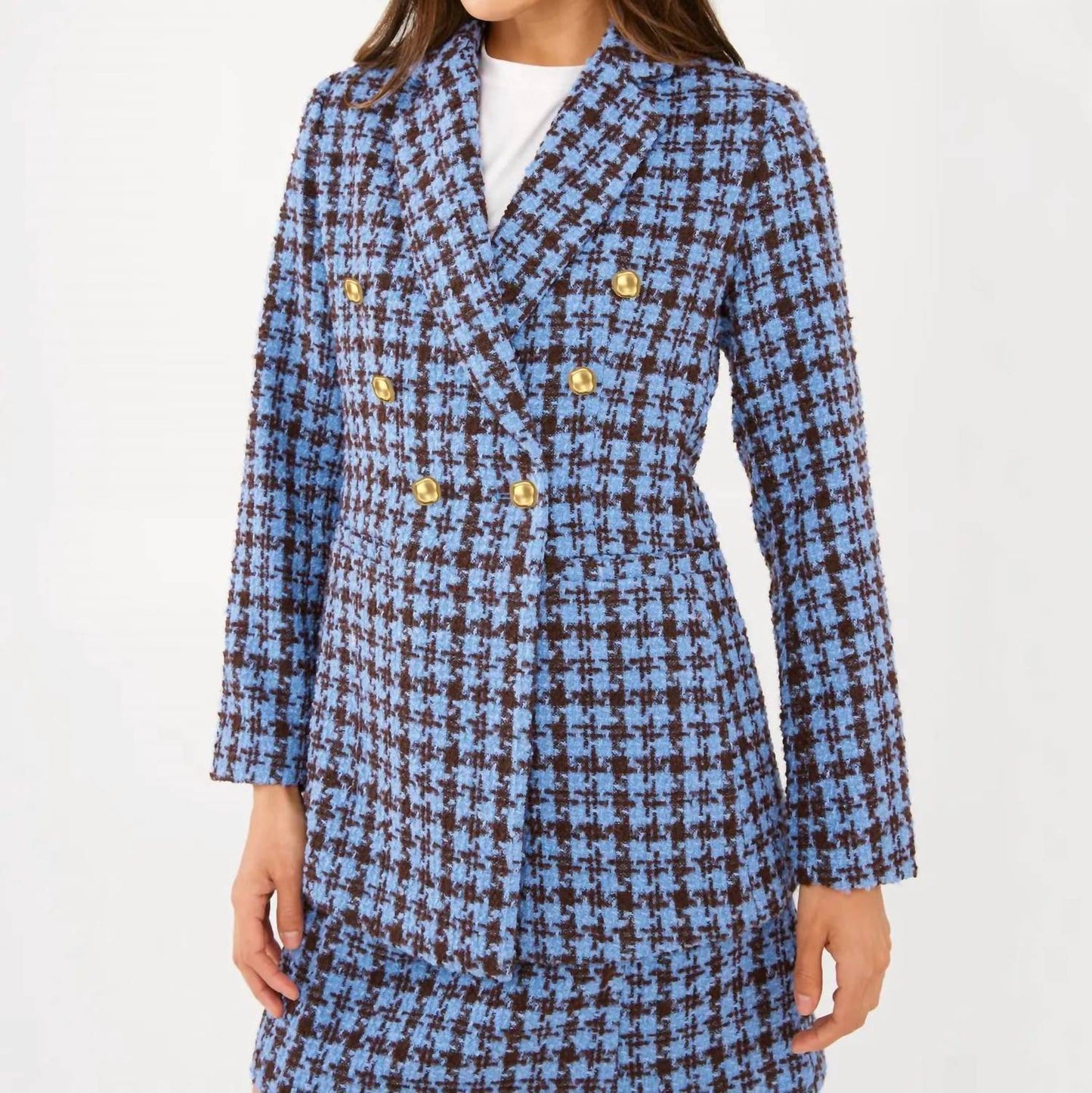 Abbey Glass - Calvin Houndstooth Tweed Blazer